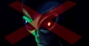 alien with red sign on his face