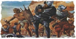 conquistadors fight with aztecs
