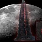 colossal spiral tower on the moon