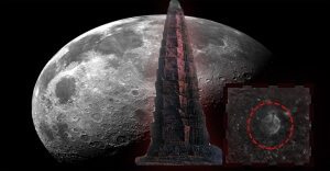 colossal spiral tower on the moon