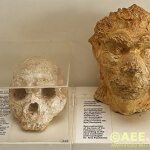 human skull in museum