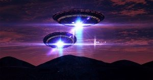 bright ufos above mountains
