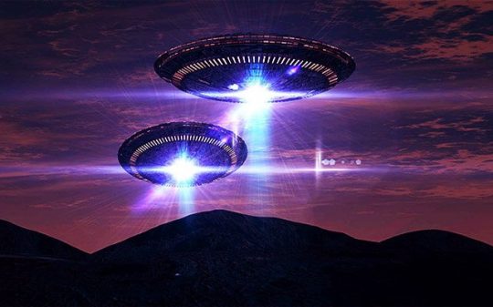 bright ufos above mountains