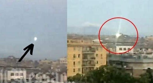 A Ball of Light UFO Takes Off From A Roof In Rome (caught on camera)